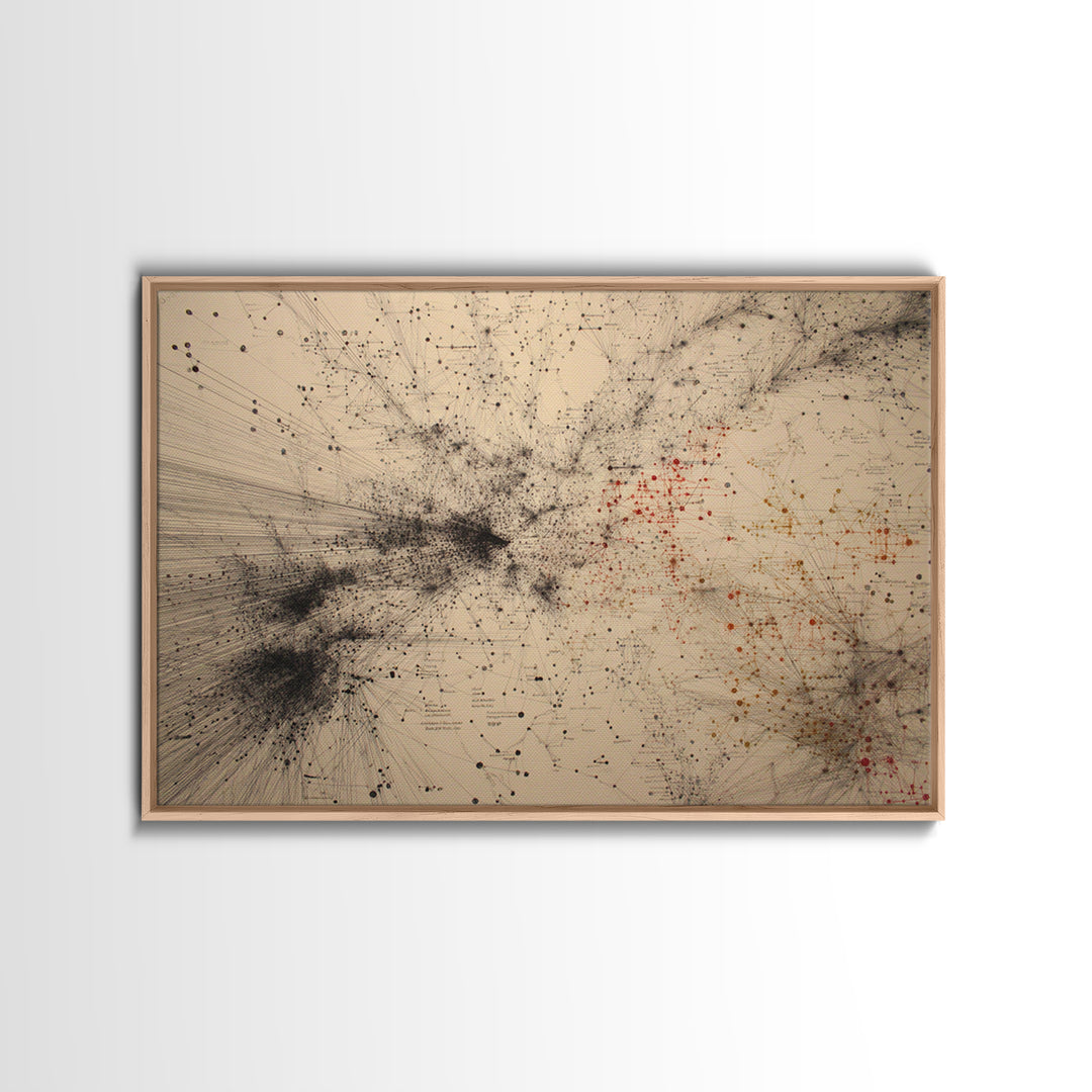Beige Network Constellation Abstract Canvas Print, Modern Art, Digital Wall Art, Minimalist Office Decor, Unique Wall Decor