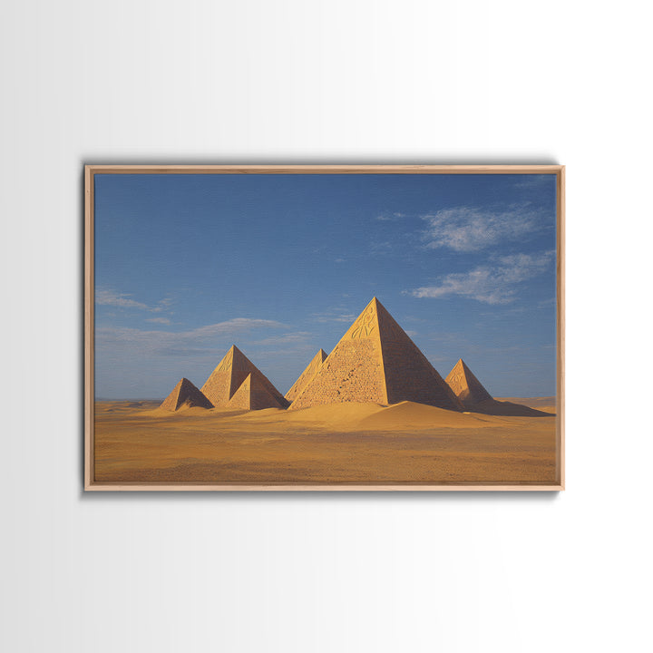 Golden Egyptian Pyramids Desert Wall Art African Egyptian Art Print Ancient African Landscape Travel Poster Home Decor Canvas Print