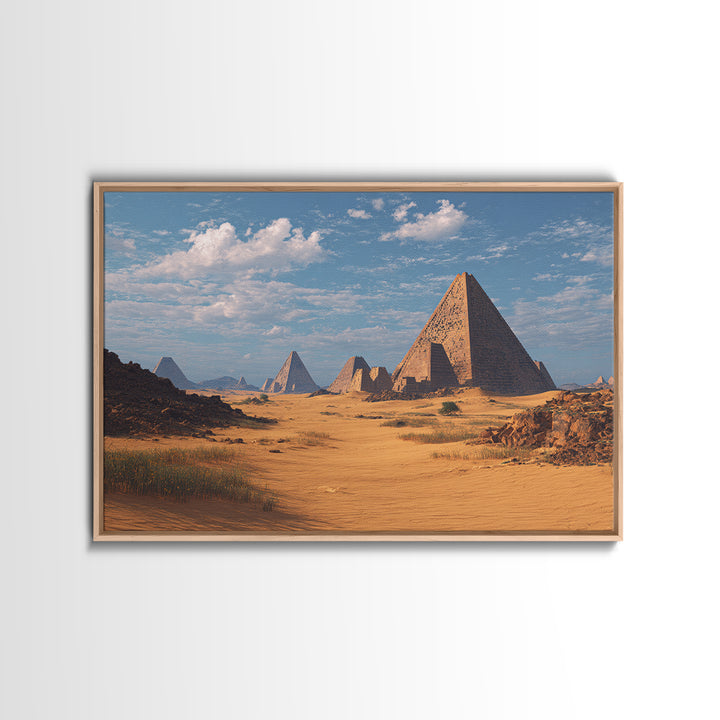 Wide Desert Pyramid Panorama Wall Art, African Egyptian Art, Ancient African Art Print, Safari Decor, Statement Wall Decor