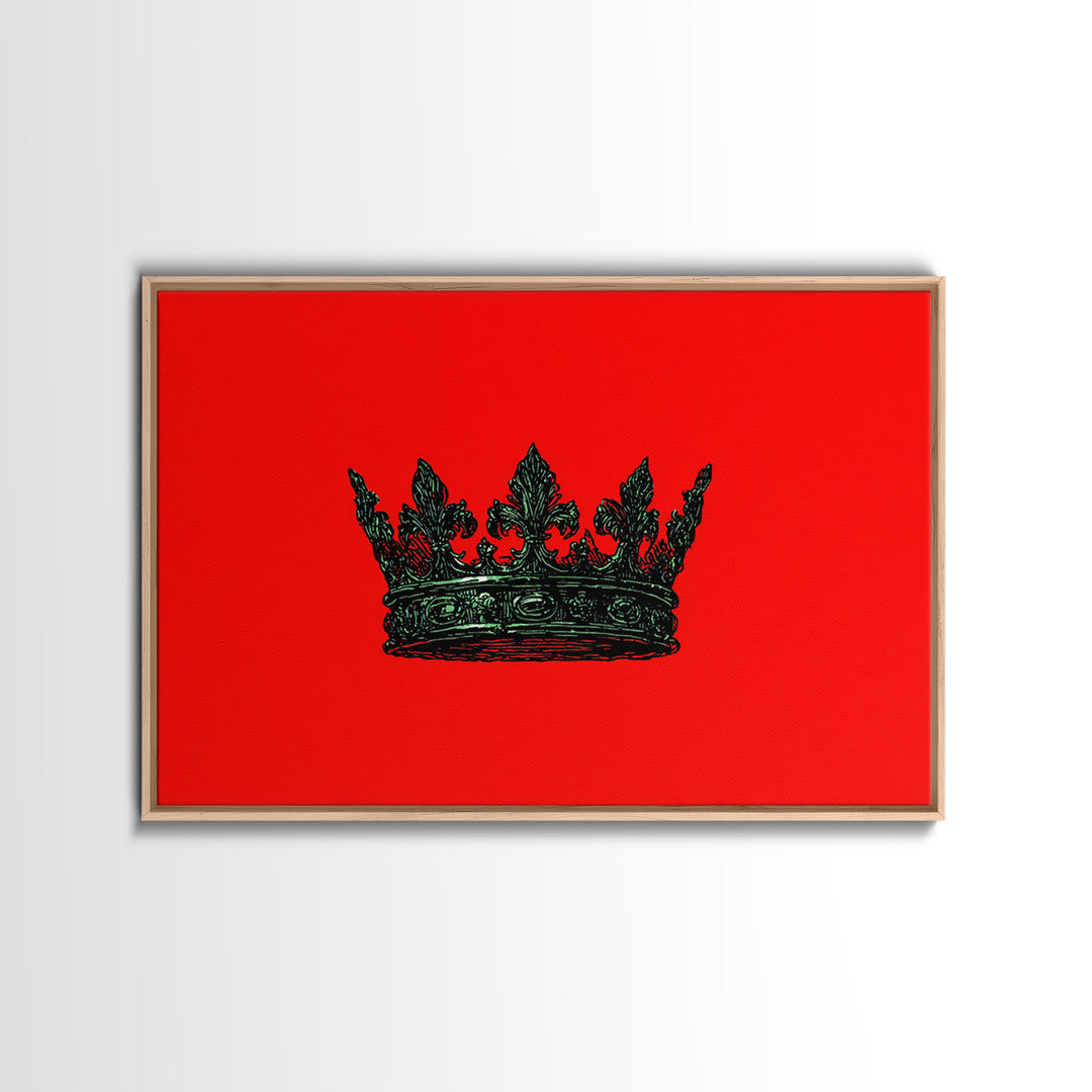 Black Crown On Red Background Wall Art, African Queen Decor, Royal Afrocentric Print, Bold Modern Black Culture Art, Statement Wall Decor