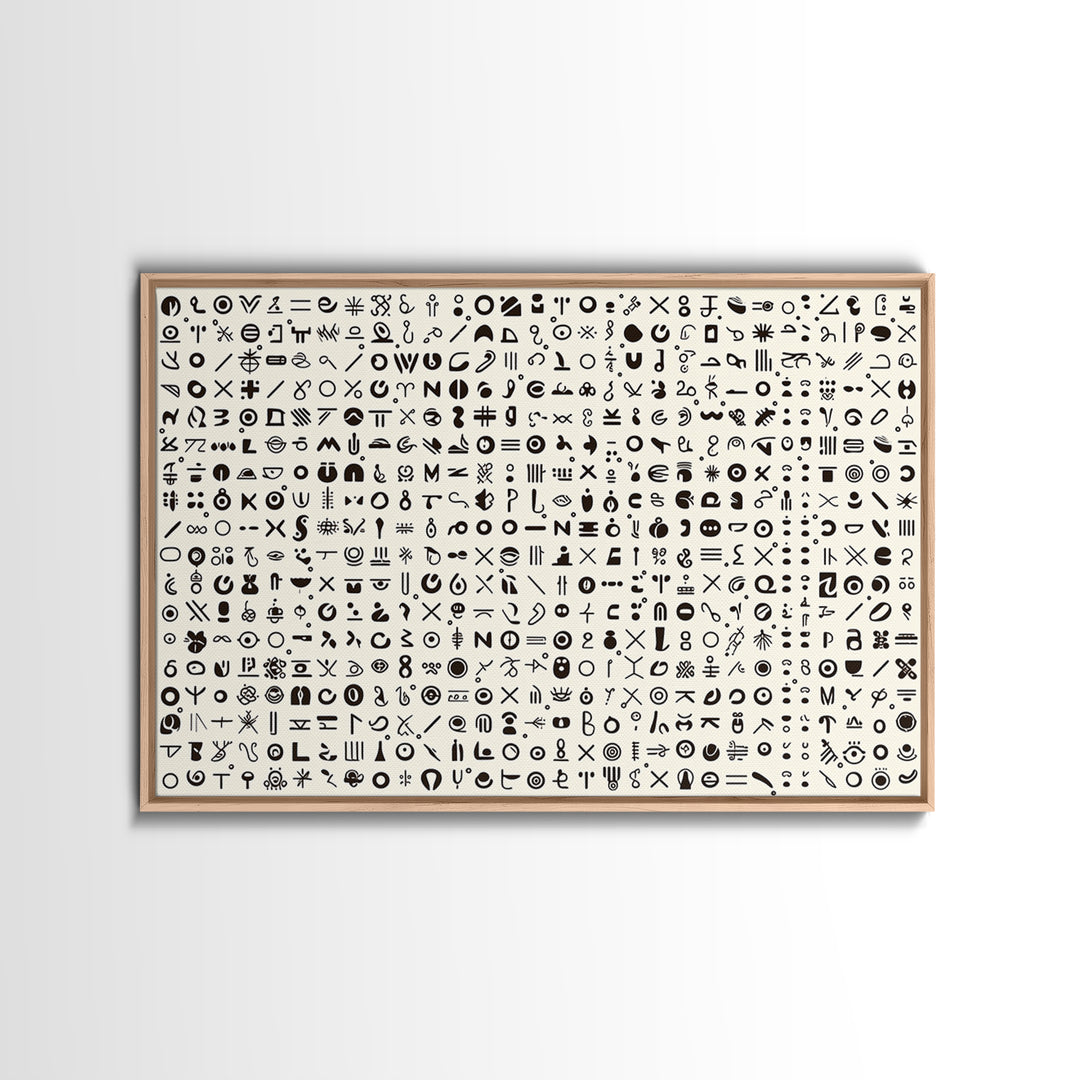 Adinkra Inspired Black Symbol Grid Wall Art, African Print Decor, Minimalist Tribal Pattern, Cultural Gallery Wall Art, Home Decor