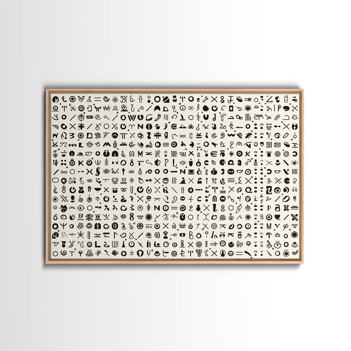 Adinkra Inspired Black Symbol Grid Wall Art, African Print Decor, Minimalist Tribal Pattern, Cultural Gallery Wall Art, Home Decor