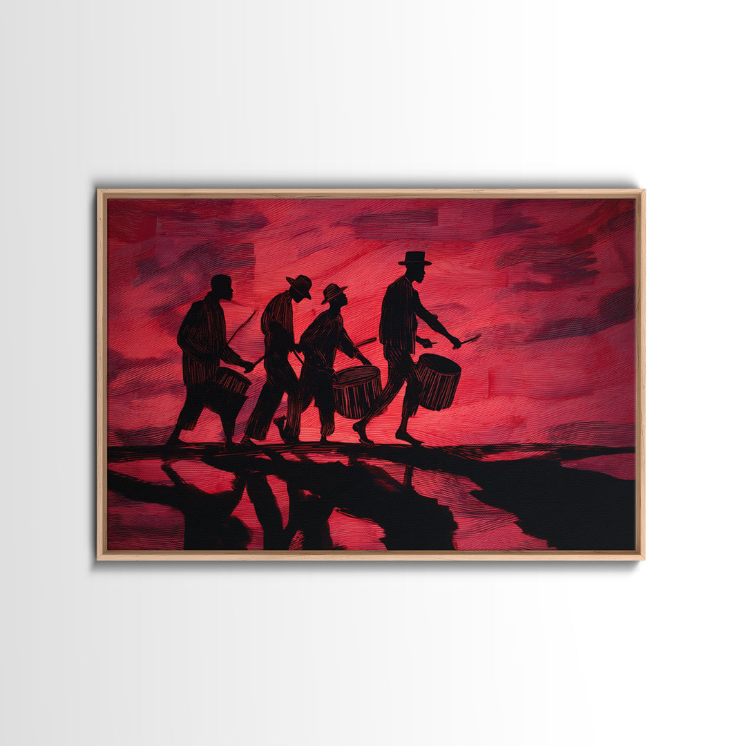 Red Sunset African Drummers Silhouette Wall Art, Afrocentric Music Print, Tribal Culture Decor, Black History Gift, Living Room Decor
