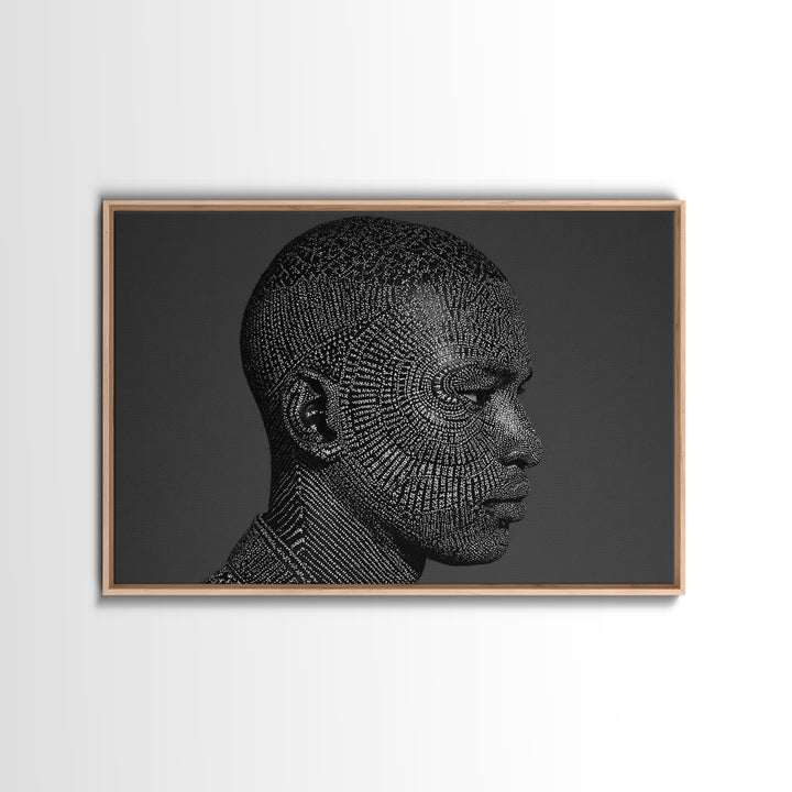 Black Male Profile Dot Portrait Wall Art, Modern Black Art, Afrocentric Decor, Textured Art Print, Masculine Office Decor
