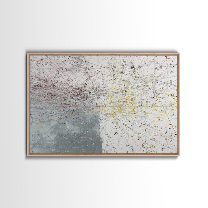 Red Yellow Network Abstract Painting, Minimalist Modern Wall Art, Contemporary Office Decor, Large Canvas Print Gift Artwork