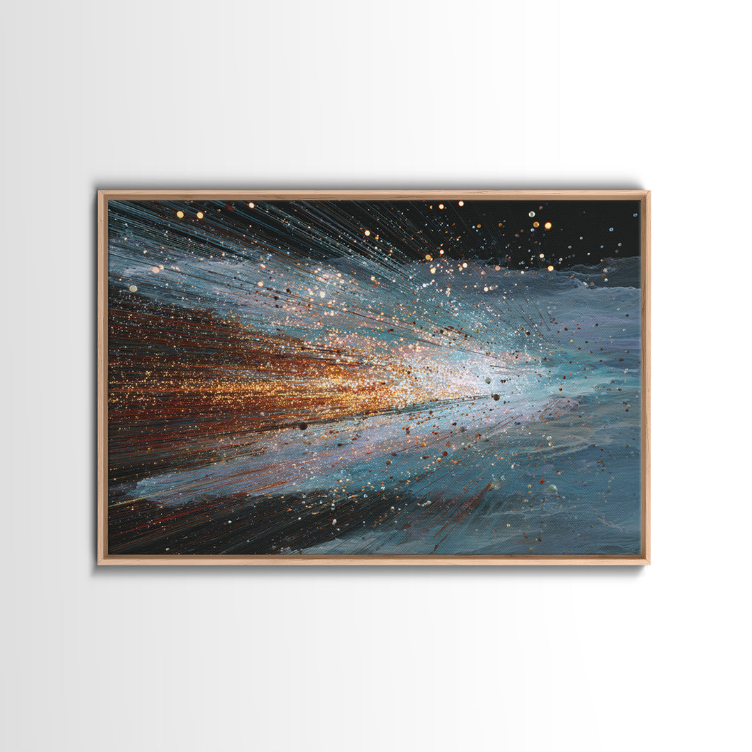 Blue Orange Energy Wave Abstract, Dynamic Motion Wall Art, Modern Office Decor, Contemporary Canvas Print Gift For Him Artwork