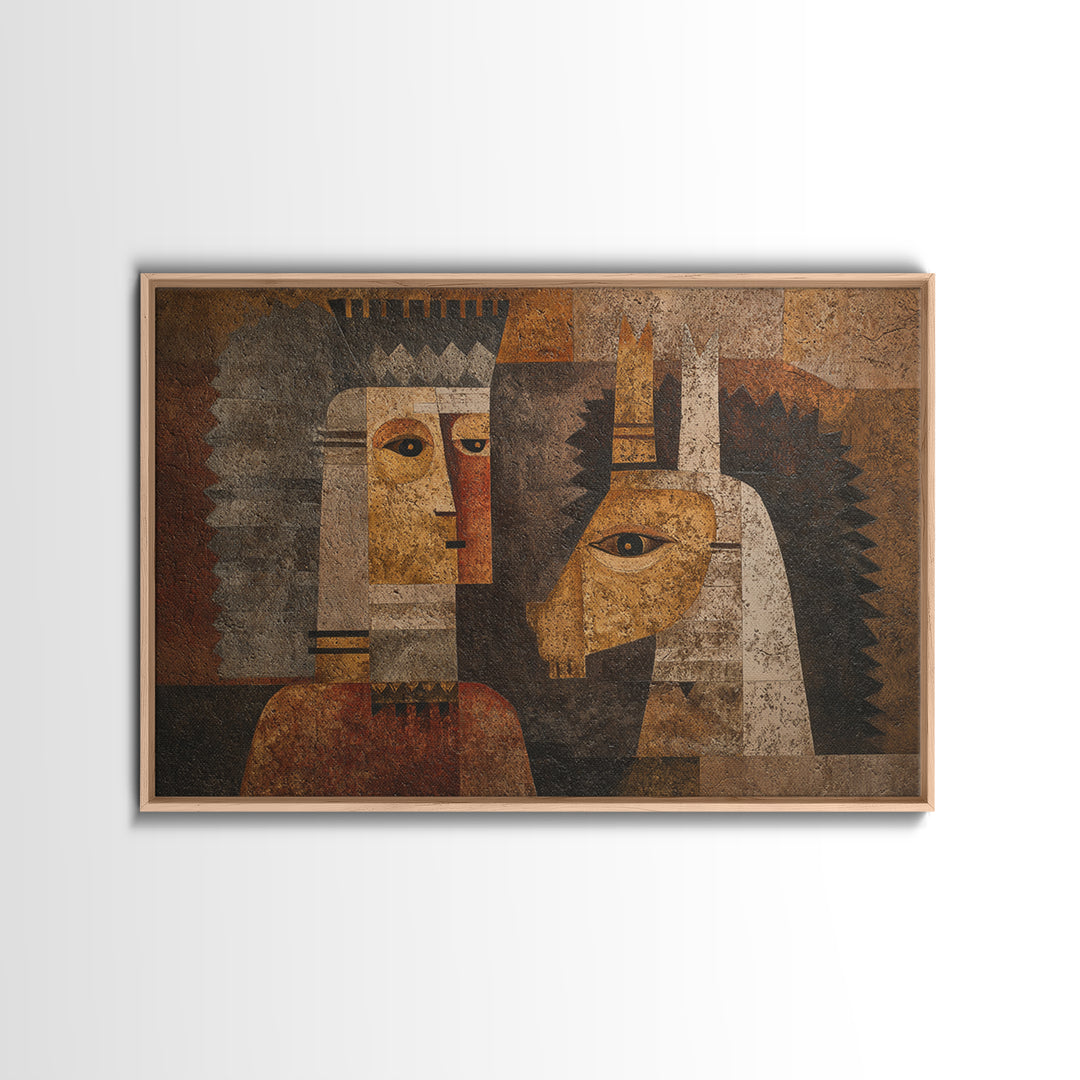 Cubist African Queen Portrait Wall Art, African Woman Art Print, Black Goddess Artwork, Ethnic Modern Home Decor Gift For Her