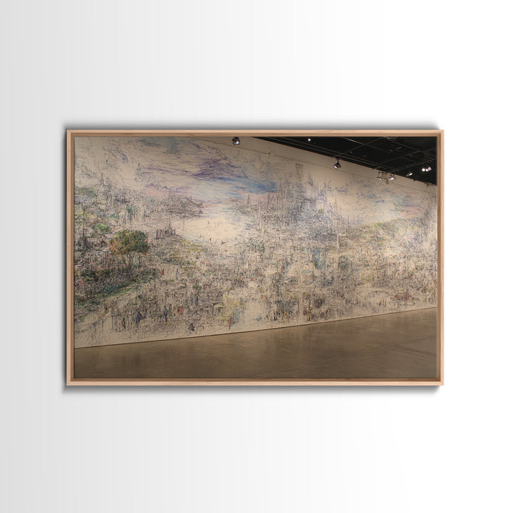 Panoramic Abstract City Mural Wall Art, Contemporary Canvas Print, Large Gallery Wall Decor, Modern Office Statement Piece