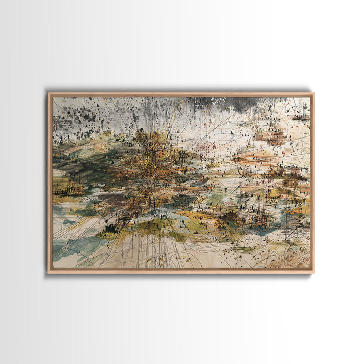 Abstract City Grid In Earth Tones Wall Art, Modern African Inspired Map Print, Contemporary Office Decor Canvas For Living Room