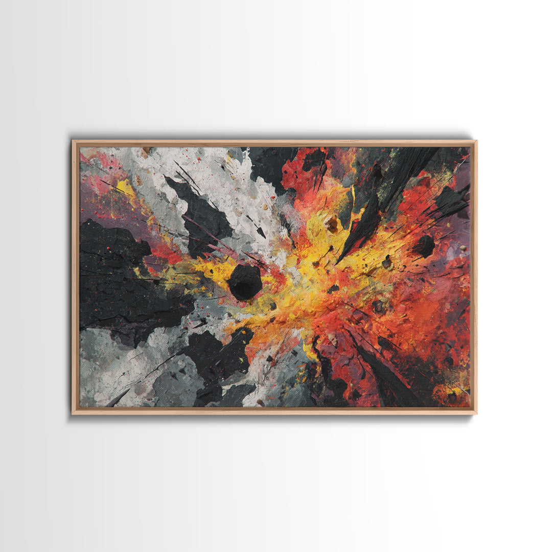 Explosive Red Gold Black Abstract Canvas Print, Bold Modern Art, Statement Wall Decor For Living Room Or Office Home Decor Gift