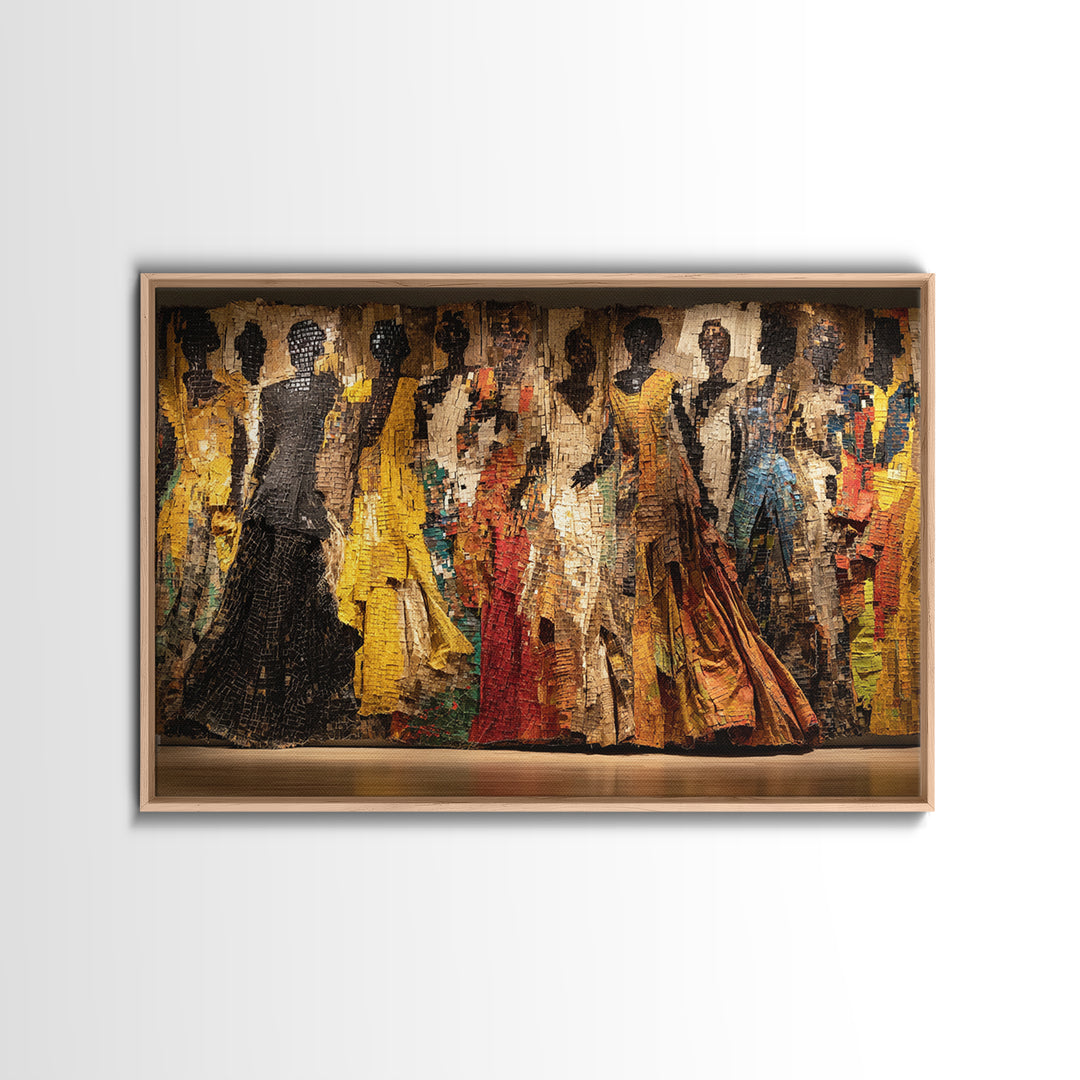 Elegant African Women Fashion Parade Wall Art, Textured Black Woman Art, African American Art, Luxury Canvas Decor, Statement Piece