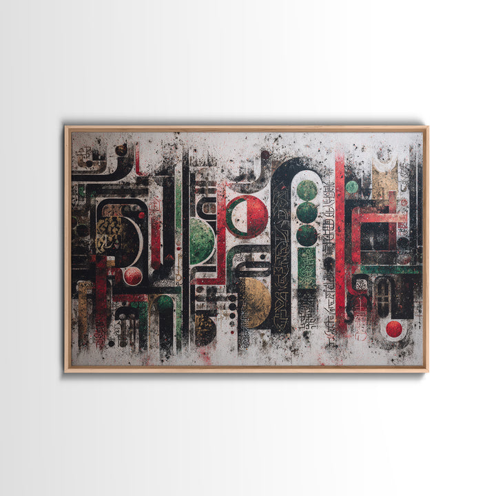 Abstract African Symbols Wall Art, Geometric Canvas Print, Tribal Pattern Decor, Modern Afrocentric Office Art Gift For Home