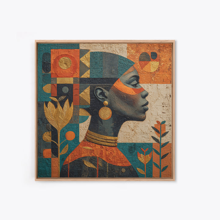 African Goddess Emerging from Botanical Forms and Canvas Print, African Inspired Art, Removable Wallpaper, Living Room Decor, AIA-1x1-39