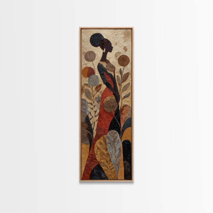 African Goddess Emerging from Botanical Forms and Canvas Print, African Inspired Art, Bedroom Wall Decor, Living Room Decor, AIA-1x3-51