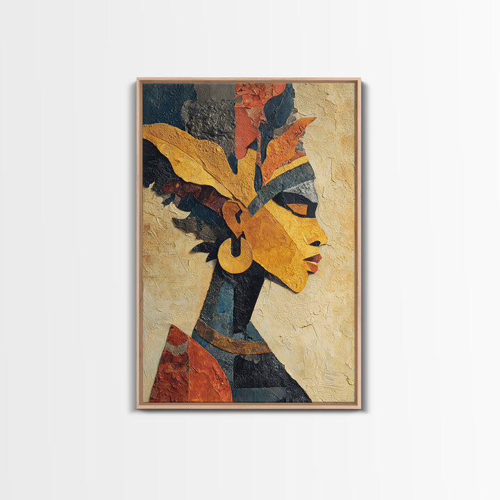 African Goddess Emerging from Botanical Forms and Canvas Print, African Inspired Art, Digital Art Prints, Living Room Decor, AIA-2x3-95