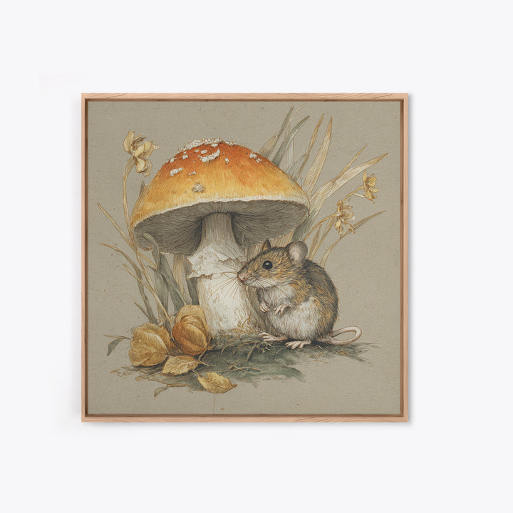 Tiny Field Mouse Canvas Print, Animal Art, Nursery, Living Room Decor, Fine Art, Creature, Modern Decor, Fine Art Print, ANI-1x1-10