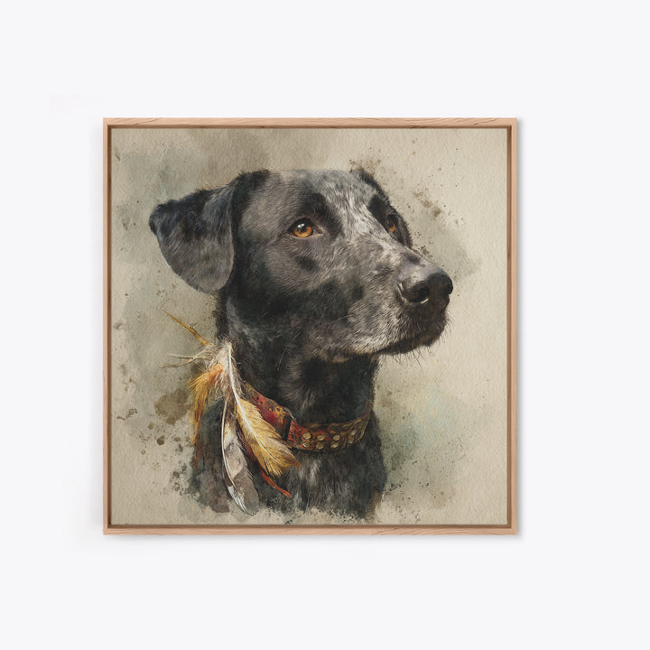 Dog Portrait with Painterly Collar and Loyal Canvas Print, Animal Art, Modern Wall Art, Living Room Decor, Fine Art, Creature, ANI-1x1-13