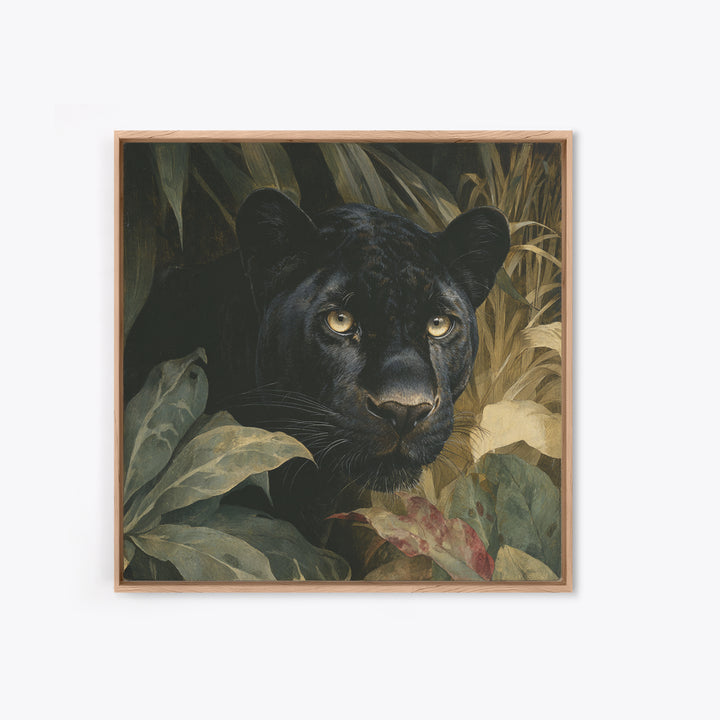 Dramatic Black Panther Emerging from Deep Jungle Canvas Print, Animal Art, Nursery Art, Living Room Decor, Oil Painting, ANI-1x1-54