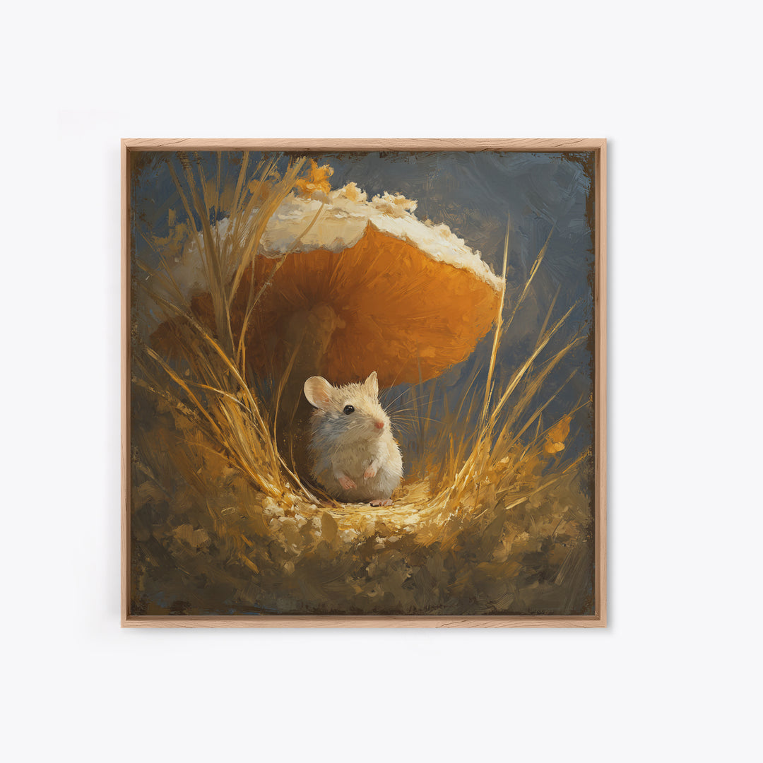 Tiny Field Mouse Framed Canvas Print, Animal Art, Cat Art, Living Room Decor, Watercolor Art, Creature, Art Print, ANI-1x1-58