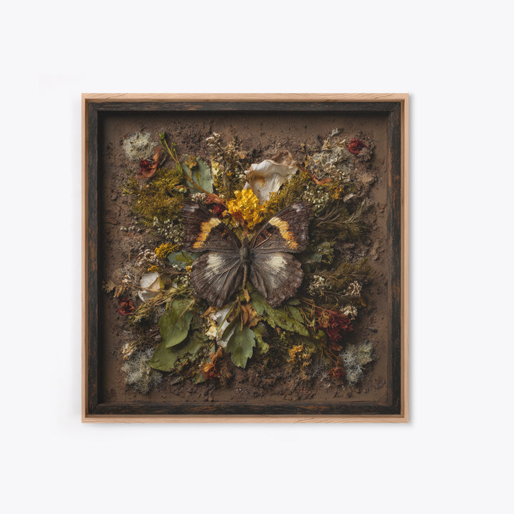 Butterfly Specimen Composition Framed Canvas Print, Animal Art, Cat Art, Living Room Decor, Fine Art, Creature, Art Print, ANI-1x1-71