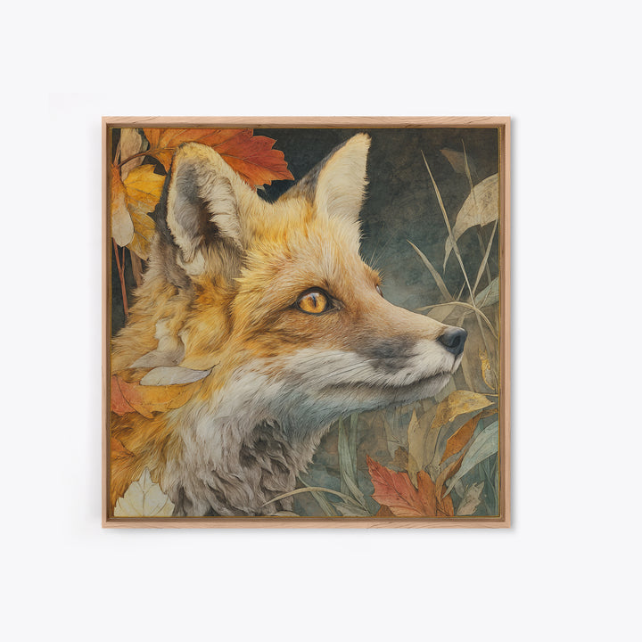 Dignified Fox Portrait Framed Canvas Print, Animal Art, Art Print, Living Room Decor, Fine Art, Creature, Digital Art, ANI-1x1-73