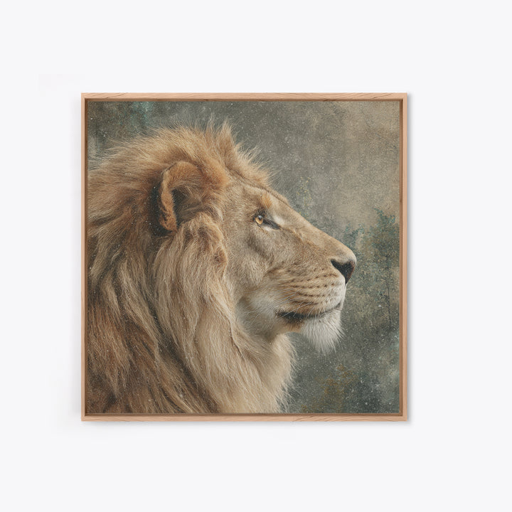 Regal Lion Profile Canvas Print, Animal Art, Textured Painting, Living Room Decor, Fine Art, Creature, Printable Wall Art, ANI-1x1-81