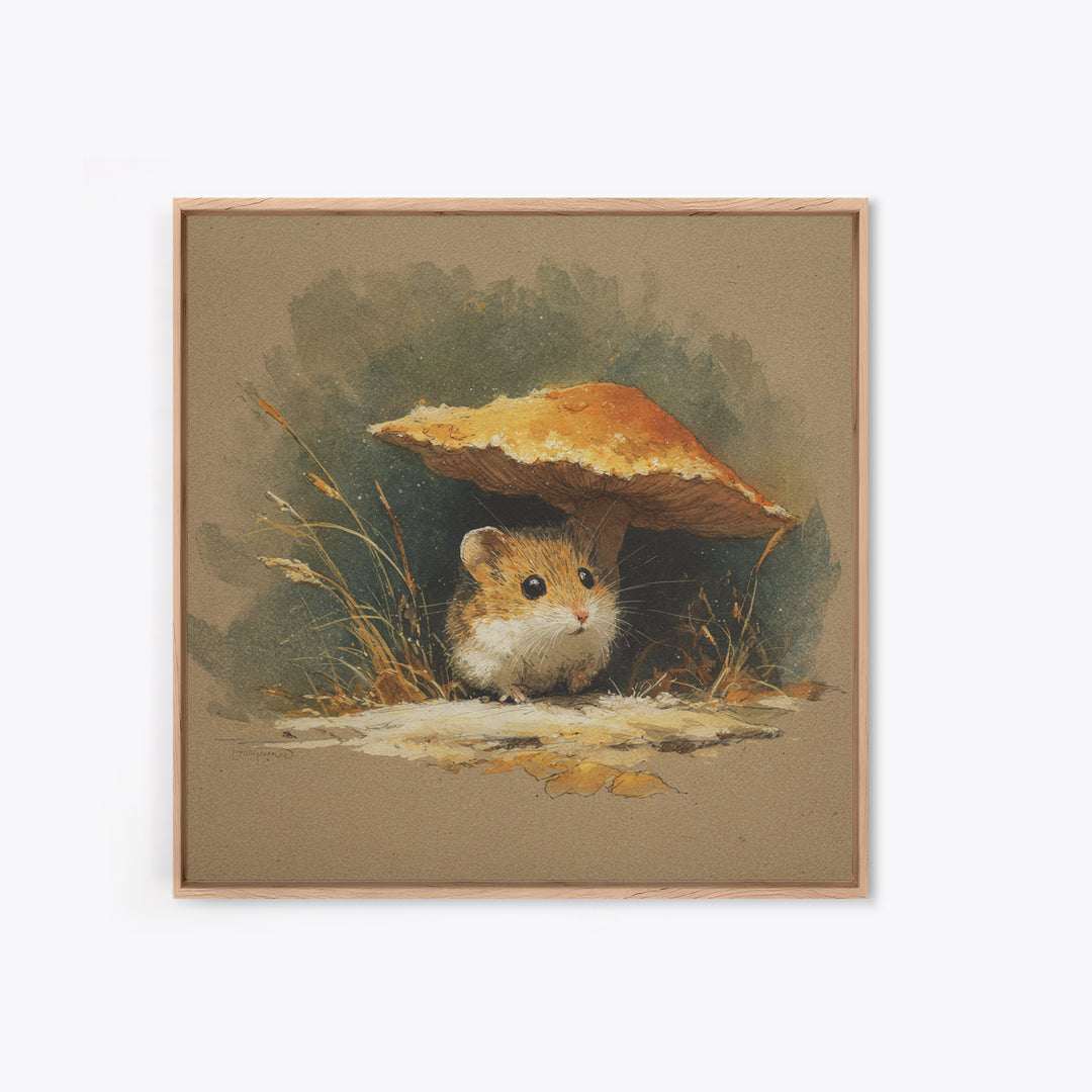 Tiny Field Mouse Canvas Print, Animal Art, Neutral Decor, Living Room Decor, Oil Painting, Creature, Wall Art, Home Decor, ANI-1x1-82