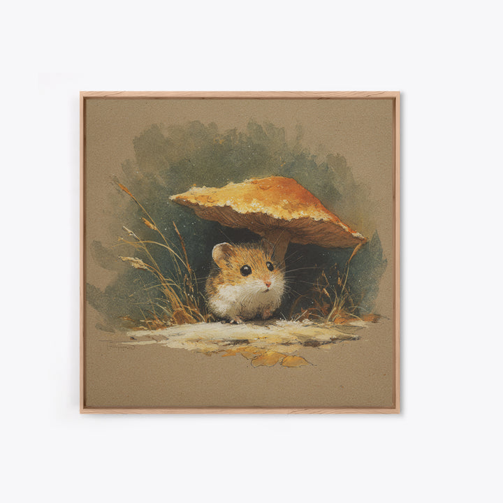 Tiny Field Mouse Canvas Print, Animal Art, Neutral Decor, Living Room Decor, Oil Painting, Creature, Wall Art, Home Decor, ANI-1x1-82