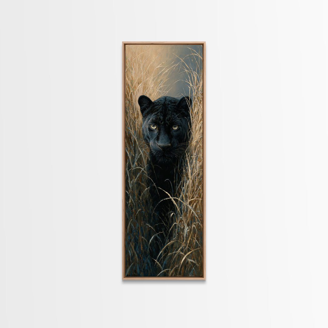 Dramatic Black Panther Emerging from Deep Jungle Canvas Print, Animal Art, Safari Nursery Decor, Living Room Decor, Creature, ANI-1x3-18