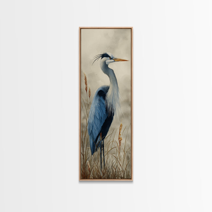 Blue Heron Standing Canvas Print, Animal Art, Wall Decor, Living Room Decor, Fine Art, Creature, Nursery Wall Art, ANI-1x3-23
