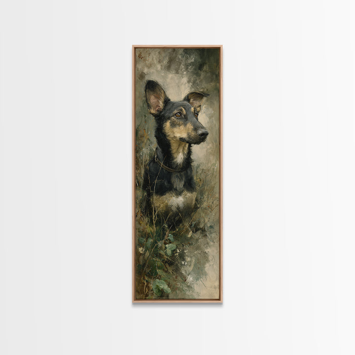Dog Portrait with Painterly Collar and Loyal Canvas Print, Animal Art, Wall Decor, Living Room Decor, Oil Painting, Creature, ANI-1x3-25