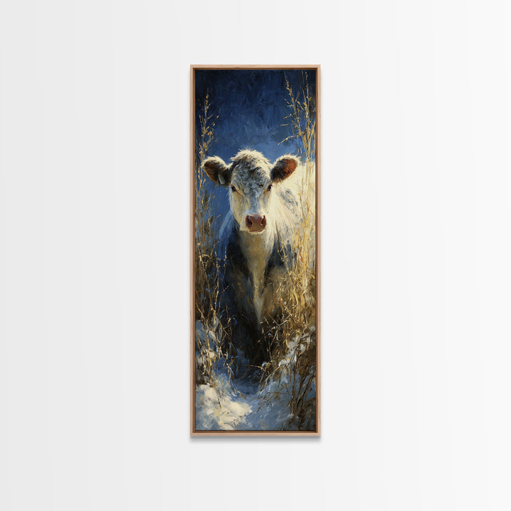 Gentle Cow Portrait Canvas Print, Animal Art, Printable, Living Room Decor, Fine Art, Creature, Nursery, Boho Wall Art, ANI-1x3-43