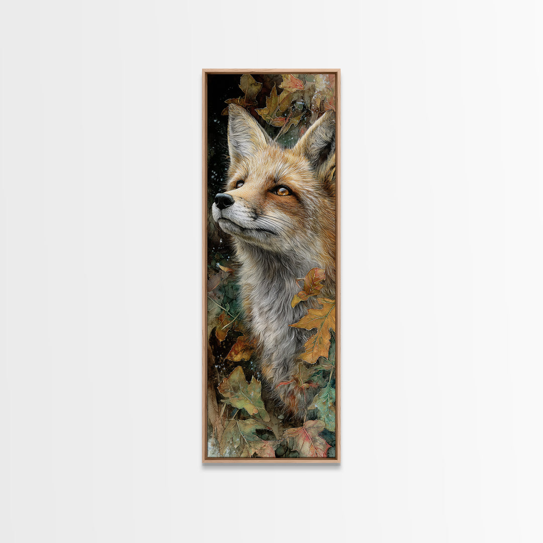 Dignified Fox Portrait Framed Canvas Print, Animal Art, Textured Painting, Living Room Decor, Fine Art, Creature, ANI-1x3-61