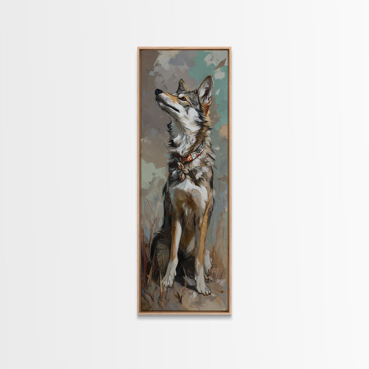 Dog Portrait with Painterly Collar and Loyal Canvas Print, Animal Art, Trendy Wall Art, Living Room Decor, Fine Art, Creature, ANI-1x3-97