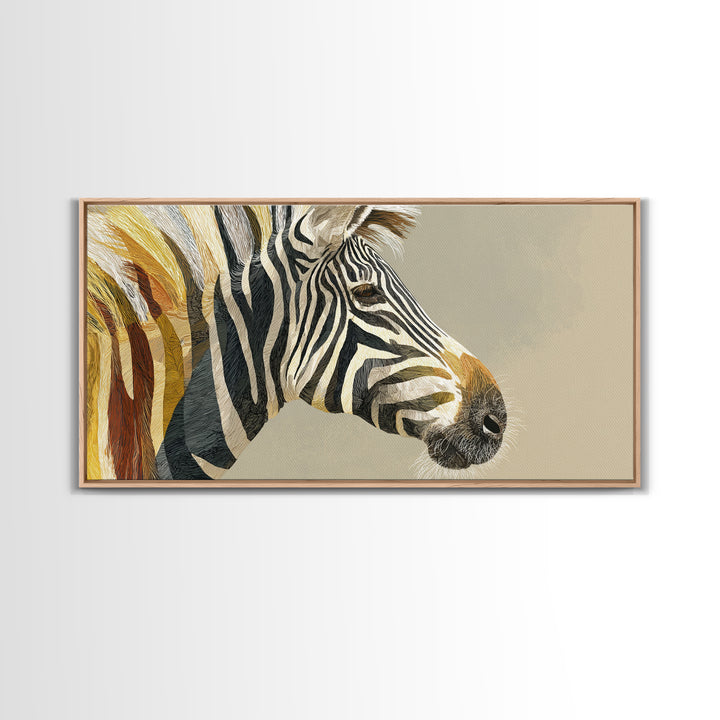 Zebra Portrait with Bold Graphic Stripe Pattern Canvas Print, Animal Art, Minimalist Decor, Living Room Decor, Creature, ANI-2x1-13