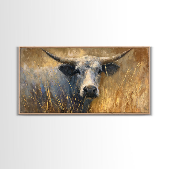 Gentle Cow Portrait Framed Canvas Print, Animal Art, Fine Art Print, Living Room Decor, Fine Art, Creature, Wall Decor, ANI-2x1-27