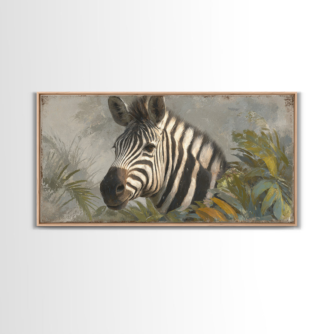 Zebra Portrait with Bold Graphic Stripe Pattern Canvas Print, Animal Art, Minimalist Decor, Living Room Decor, Creature, ANI-2x1-37
