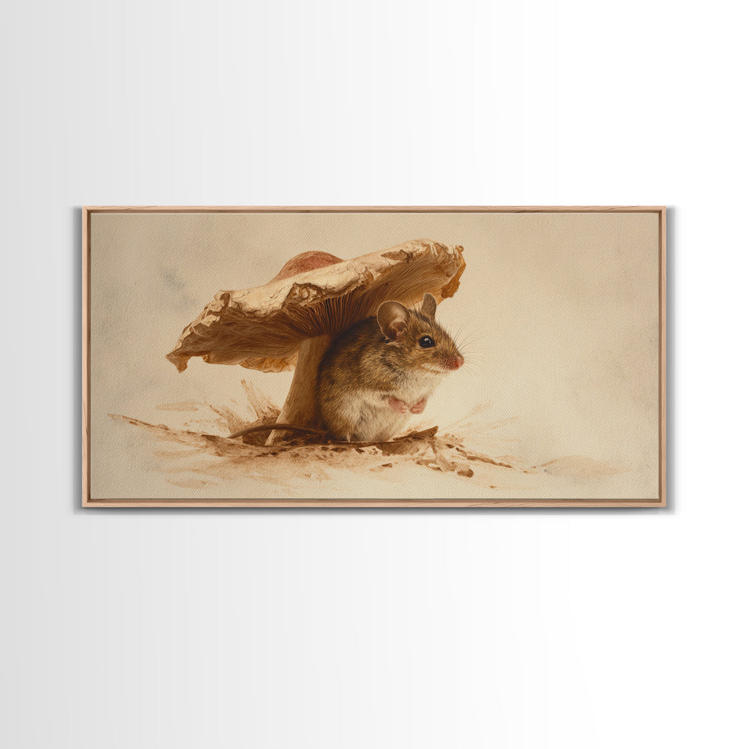Tiny Field Mouse Canvas Print, Animal Art, Contemporary Art, Living Room Decor, Fine Art, Creature, Digital Wall Art, ANI-2x1-54