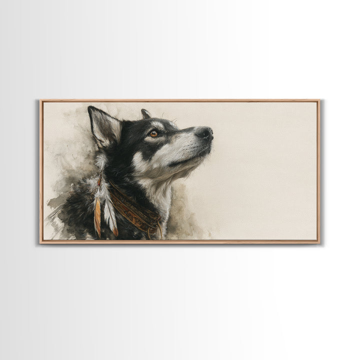 Dog Portrait with Painterly Collar and Loyal Canvas Print, Animal Art, Wall Decor, Living Room Decor, Oil Painting, Creature, ANI-2x1-57