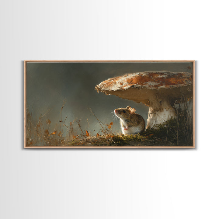 Tiny Field Mouse Framed Canvas Print, Animal Art, Luxury Decor, Living Room Decor, Fine Art, Creature, Digital Art, Printable, ANI-2x1-6