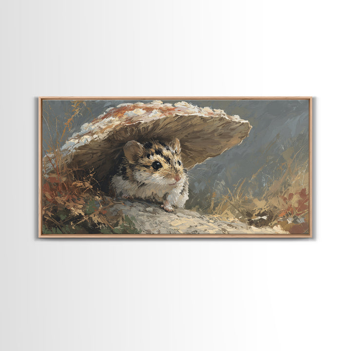 Tiny Field Mouse Canvas Print, Animal Art, Contemporary Art, Living Room Decor, Fine Art, Creature, Digital Wall Art, ANI-2x1-78