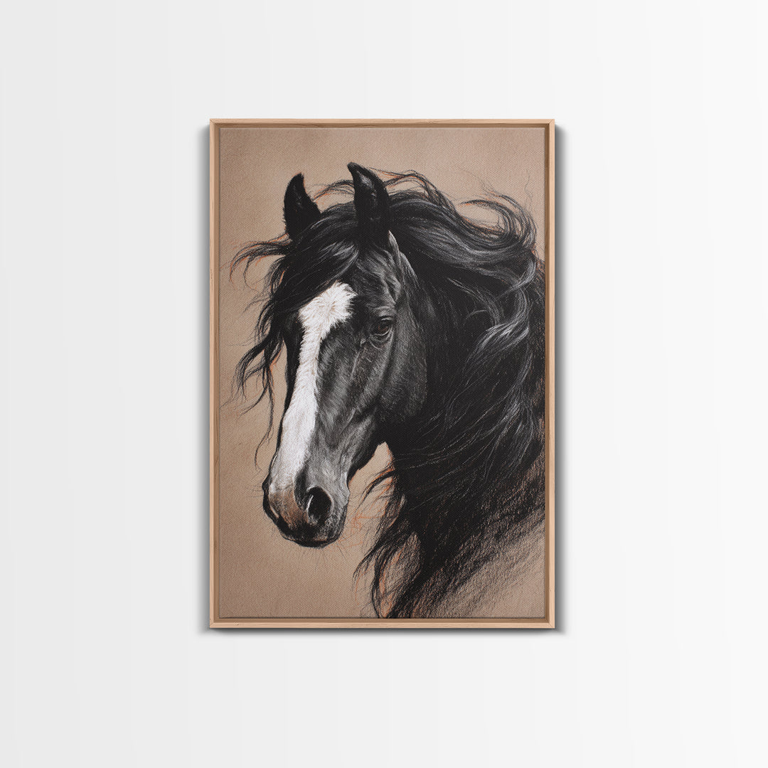 Majestic Horse Head Canvas Print, Animal Art, Downloadable Art, Living Room Decor, Abstract Art, Creature, Minimalist Decor, ANI-2x3-11