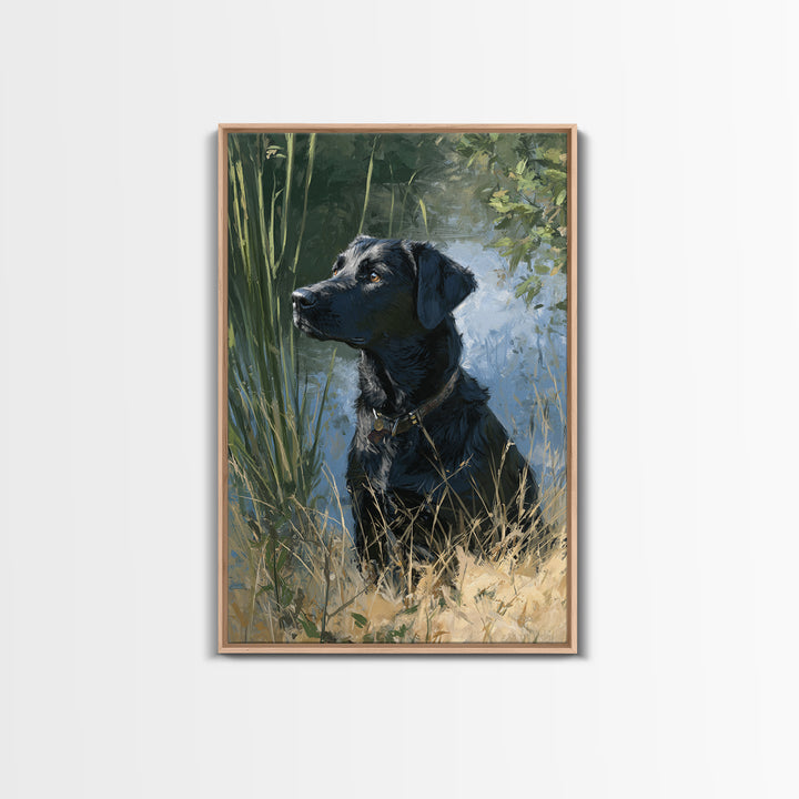 Dog Portrait with Painterly Collar and Loyal Framed Canvas Print, Animal Art, Contemporary Art, Living Room Decor, Creature, ANI-2x3-21