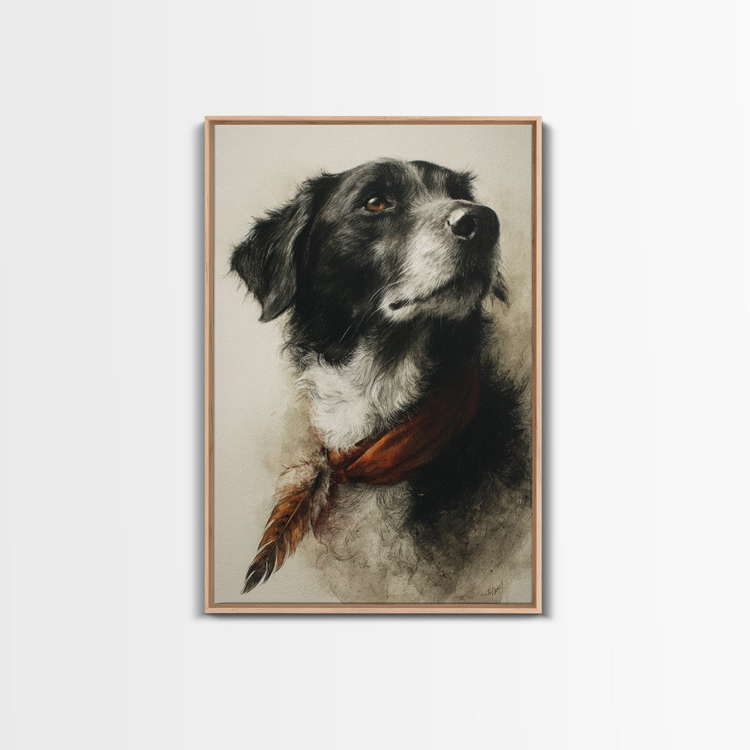 Dog Portrait with Painterly Collar and Loyal Canvas Print, Animal Art, Digital Prints, Living Room Decor, Fine Art, Creature, ANI-2x3-45