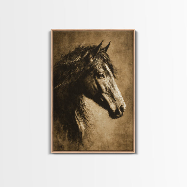 Majestic Horse Head Framed Canvas Print, Animal Art, Wall Decor, Living Room Decor, Oil Painting, Creature, Nursery Wall Art, ANI-2x3-59