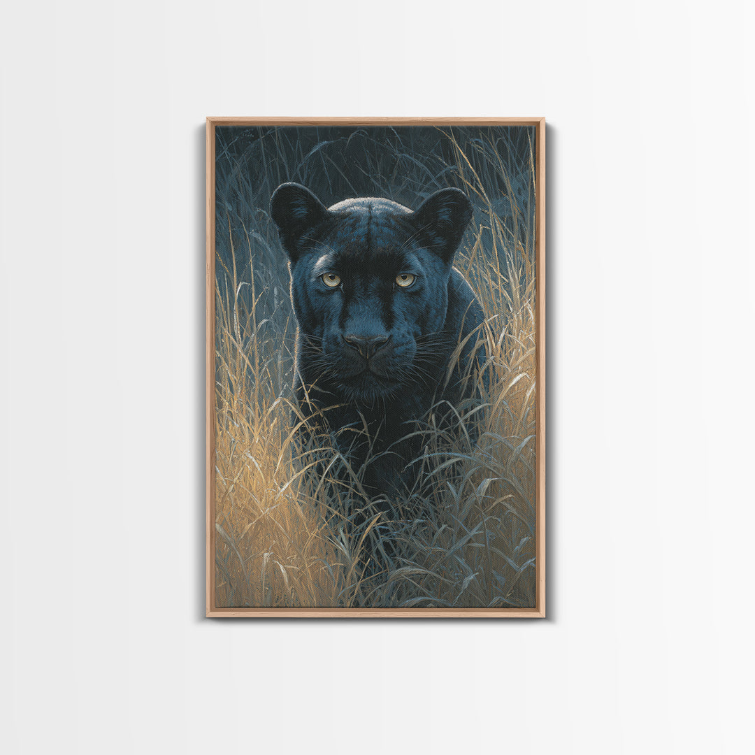 Dramatic Black Panther Emerging from Deep Jungle Canvas Print, Animal Art, Print, Living Room Decor, Abstract Art, Creature, ANI-2x3-62