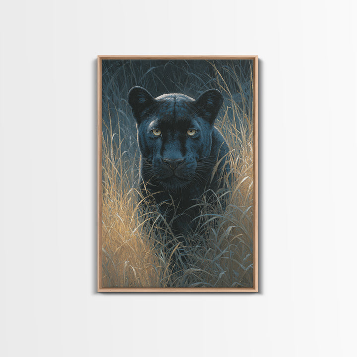 Dramatic Black Panther Emerging from Deep Jungle Canvas Print, Animal Art, Print, Living Room Decor, Abstract Art, Creature, ANI-2x3-62