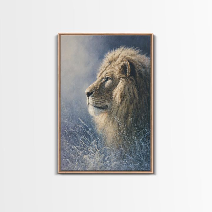 Regal Lion Profile Canvas Print, Animal Art, Original Painting, Living Room Decor, Fine Art, Creature, Boho Wall Art, ANI-2x3-65
