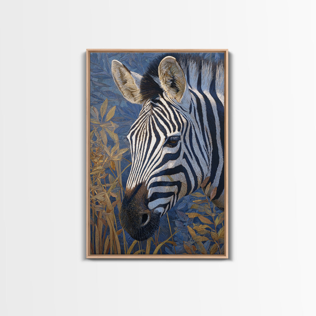 Zebra Portrait with Bold Graphic Stripe Pattern Canvas Print, Animal Art, Digital Wall Art, Living Room Decor, Creature, ANI-2x3-73