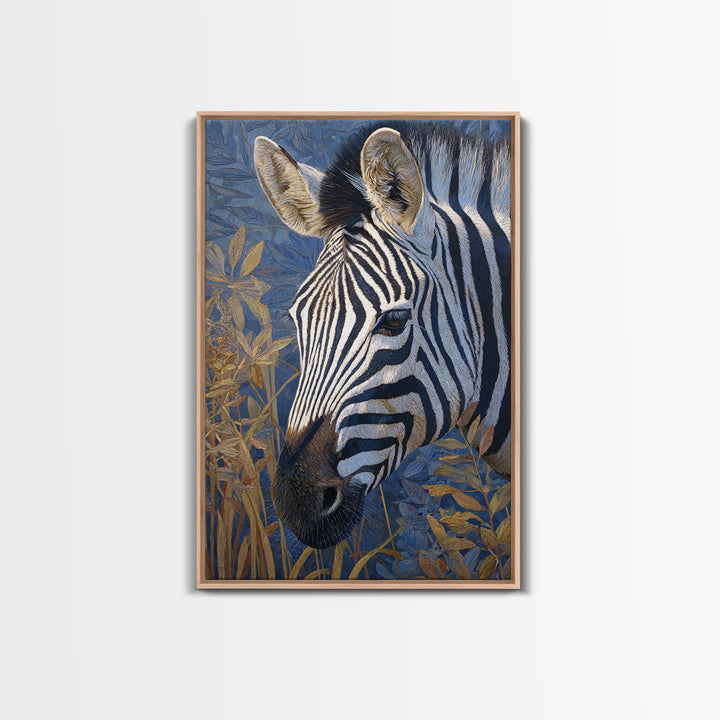 Zebra Portrait with Bold Graphic Stripe Pattern Canvas Print, Animal Art, Digital Wall Art, Living Room Decor, Creature, ANI-2x3-73